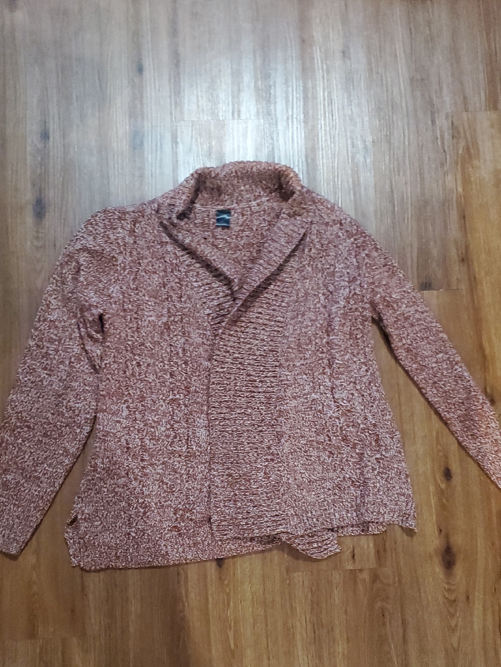 Cozy Open-Front Shawl Cardigan in Rust